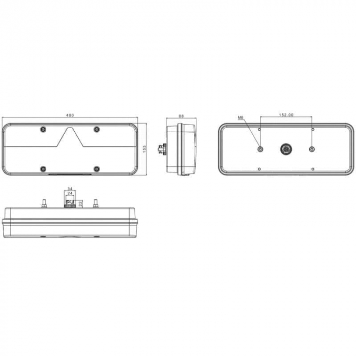 Lampa stop 400x153, 6 functii, stanga, Kingpoint FT-500-15 LED Fristom [5]