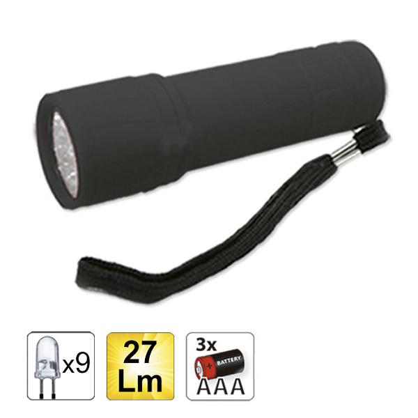 LANTERNA DE PLASTIC CU 9 LEDURI. CULOARE NEGRU JBM [1]