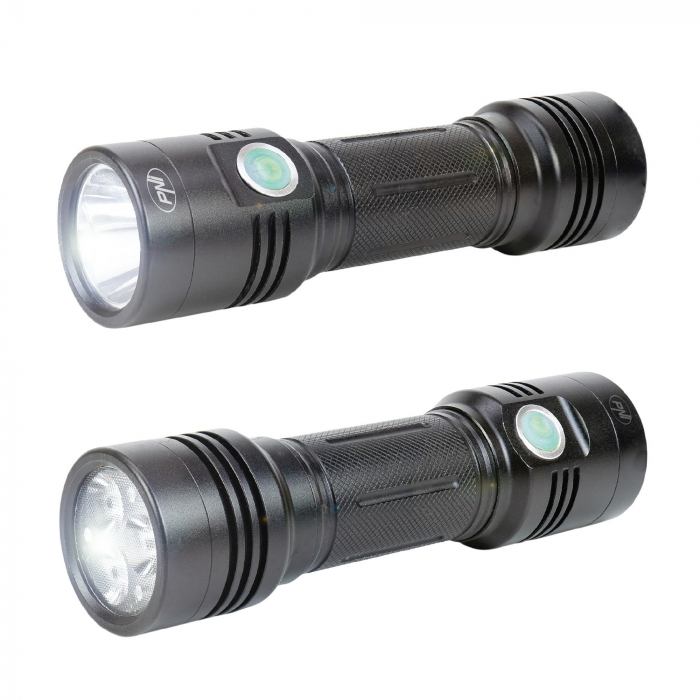 Lanterna dubla PNI Adventure F200 din aluminiu cu LED, acumulator 4000mAh si port micro USB, 3 LED-uri cu deschidere mare si unul cu focus, ambele au 3 niveluri de putere [8]