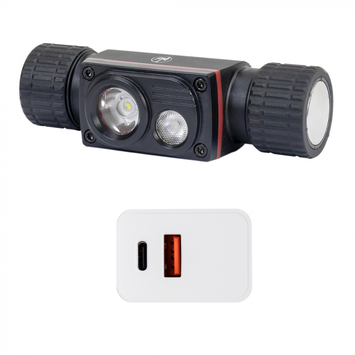 Lanterna frontala PNI Adventure F80 Dual LED, 1000 lm, 6W, 2200 mAh, IP68, cu alimentator PNI CHG300 inclus [1]