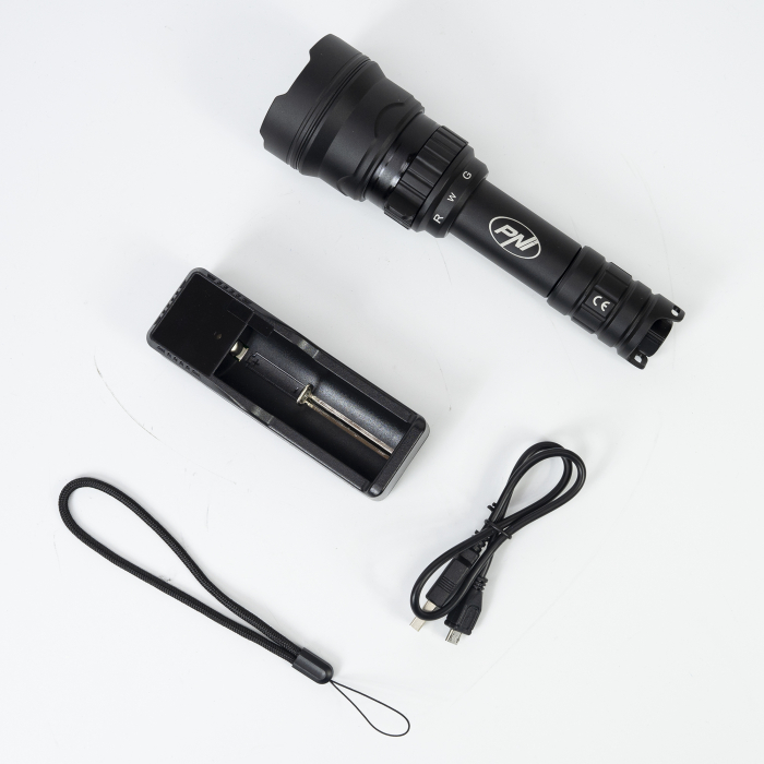 Lanterna PNI Adventure F300 cu 3 culori lumina alb, rosu, verde, distanta 650m si 620lm [6]