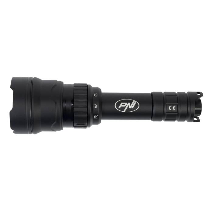 Lanterna PNI Adventure F300 cu LED in 3 culori, alb, rosu, verde, max. 10W, IPX6, distanta 536 m, flux luminos 540 lm, acumulator 18650 3000mAh inclus, incarcator pentru acumulator inclus, functie zoo [18]