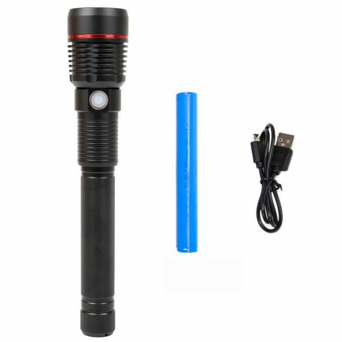 Lanterna PNI Adventure F450 din aluminiu cu focus si functie BOOST, led 20 W, 1500 lm pana la 450 m, IPX5, power bank cu iesire USB, incarcare prin micro USB, acumulator 4400 mAh inclus, functioneaza [8]