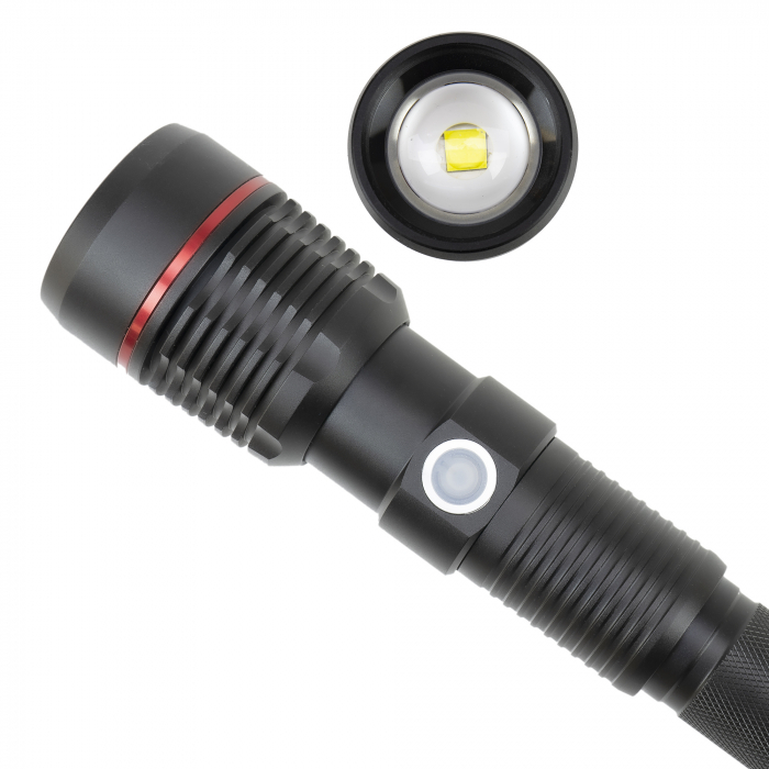 Lanterna PNI Adventure F450 din aluminiu cu focus si functie BOOST, led 20 W, 1500 lm pana la 450 m, IPX5, power bank cu iesire USB, incarcare prin micro USB, acumulator 4400 mAh inclus, functioneaza [4]