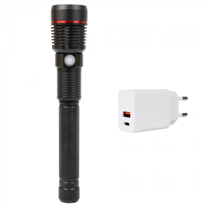 Lanterna PNI Adventure F450 din aluminiu, cu functie focus, BOOST, LED 20 W, 1500 lm pana la 450 m, 4400 mAh, IPX5, cu alimentator PNI CHG300 inclus [1]