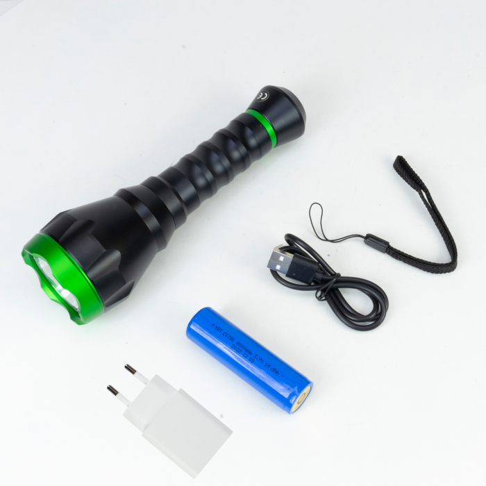 Lanterna PNI Adventure F750 Green Light, aluminiu, LED 10W, 500 lm, pana la 850 m, 4000mAh, IP44, 4000mAh inclus, cu alimentator PNI CHG300 inclus [6]