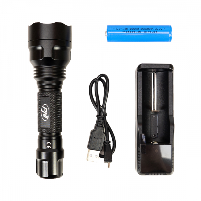 Lanterna PNI Adventure FBW88 lumina alba, distanta 350 m, 700lm, acumulator 18650 3000mAh si incarcator inclus, negru [7]
