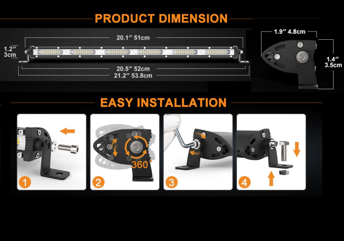 LED Bar cu LED-uri 54 LED Ultra subțire Lampă cu halogen 12V 24V Auto ATV Jeep 4x4 Camion offroad etc [2]