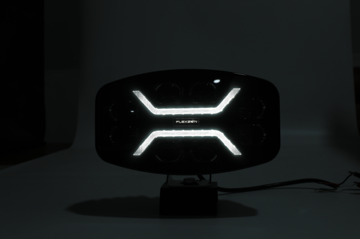 LED Far cu functie DRL, lumina alba/galbena - Carcasa fumurie - 12-24V, pentru jeep, camion, utilaje agricole si altele [15]