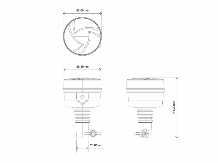 Lampа LED de avertizare tip girofar, stroboscopic 19W, IP67, 12-24V [9]