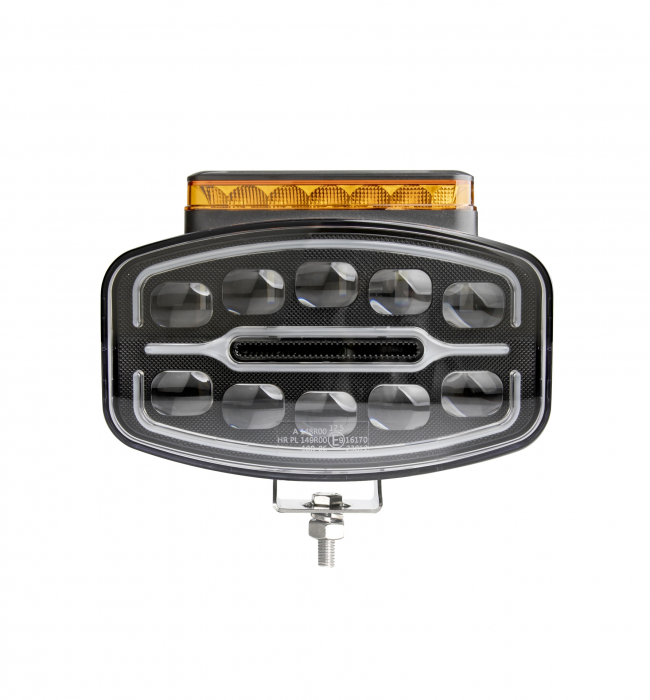 Proiector LED Halogen cu 3 functii - DRL alb/portocaliu si lumina de avertizare cu 4 moduri, rezistent la apa, 12-24V, 1400LM, IP67, IP69, ECE-R10 [8]