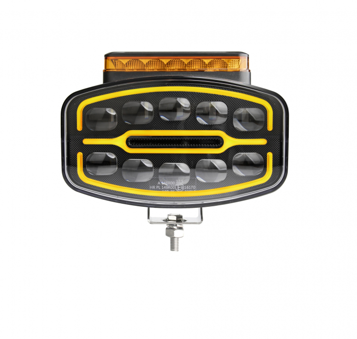 Proiector LED Halogen cu 3 functii - DRL alb/portocaliu si lumina de avertizare cu 4 moduri, rezistent la apa, 12-24V, 1400LM, IP67, IP69, ECE-R10 [6]