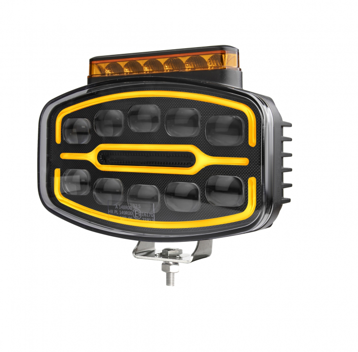 Proiector LED Halogen cu 3 functii - DRL alb/portocaliu si lumina de avertizare cu 4 moduri, rezistent la apa, 12-24V, 1400LM, IP67, IP69, ECE-R10 [3]