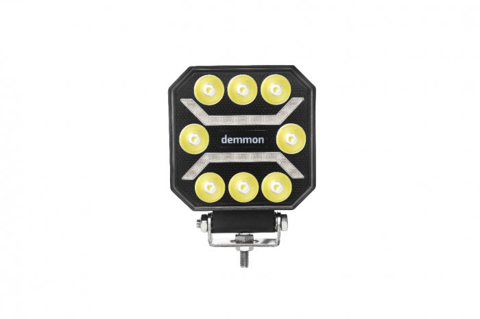 Led lampa cu halogen pentru camioane tractor, roll bar, ATV, jeep, utilaje agricole etc. alb si galben portocaliu, 10 x 110 x 37 mm E-mark E9, 27W 12-24V [2]