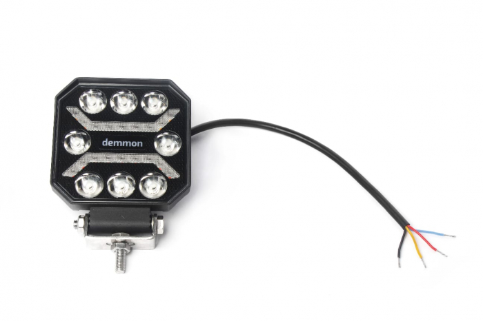 Led lampa cu halogen pentru camioane tractor, roll bar, ATV, jeep, utilaje agricole etc. alb si galben portocaliu, 10 x 110 x 37 mm E-mark E9, 27W 12-24V [6]