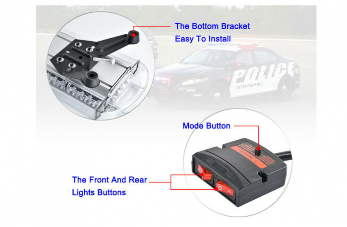 Rampa girofar cu Led  semnalizare de urgenta 12-24V, 98cm [2]