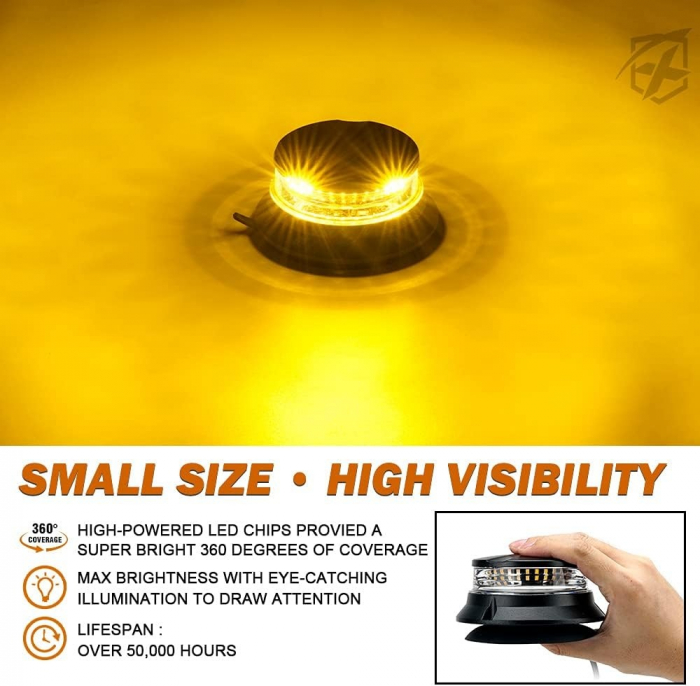 Led lampa de urgenta tip Girofar, stroboscopic cu magnet, pentru asistenta rutiera, platforma, 12-24V, E9 E-Mark [5]