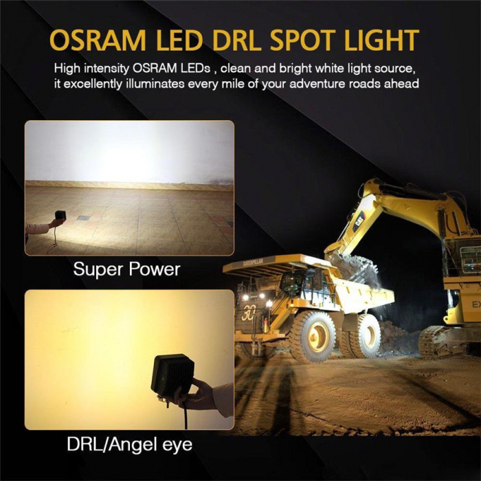Proiector LED Lumina Ceata Iluminat Alb / Galben 126W 12V / 24V Flood Beam Exterior Jeep Cabina [13]