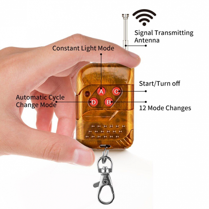Stroboscoape LED Lumină de avertizare urgență, grilă față, spate cablare modul de cutie si telecomand, 12 -24 V, 4 buc [2]