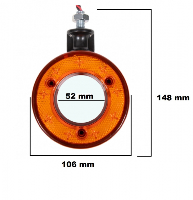 Lumină laterală cu LED-uri, marker pentru oglindă, roșu-portocaliu, 12-24V, pentru mașini, autobuze, camioane, remorci, caravane, rulote, ATV-uri și altele [2]