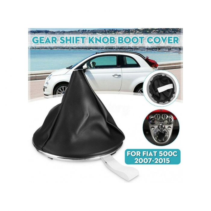 Manson schimbator viteze piele ecologica compatibil Fiat 500/ 500C [8]