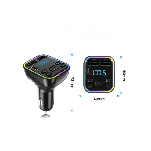 Modulator FM auto Bluetooth 5.0 Type-C dual USB 3.1A incarcare rapida RGB afisaj LED Cod: RAZ152 [5]