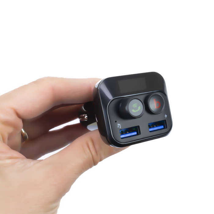 Modulator FM PNI Valentine F250 Bluetooth 5.0, MP3 player, transmitator FM, slot micro SD, port USB dual, incarcare rapida dispozitive mobile, buton super bass [4]
