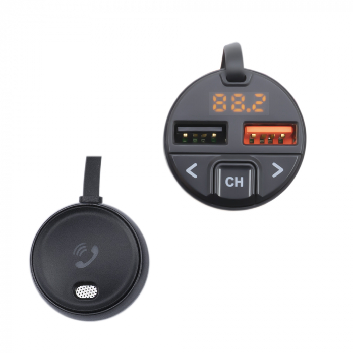 Modulator FM PNI Valentine V880 cu microfon, Bluetooth 5.0, MP3 player, transmitator FM, port USB dual, incarcare rapida dispozitive mobile prin QC3.0, compatibil cu Siri si Google Assistant [6]