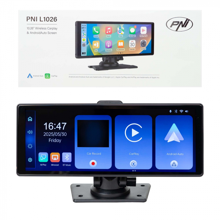 Monitor auto PNI L1026 10.26 inch, wireless Carplay, navigatie, muzica, handsfree, bluetooth, FM transmitter [1]