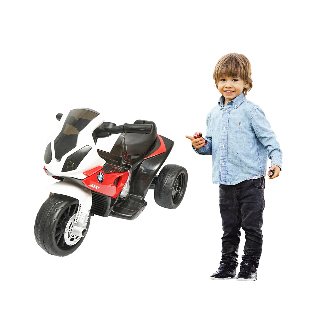 Motocicleta electrica premium pentru copii rosie  cu baterie 6V/4Ah, BMW [2]