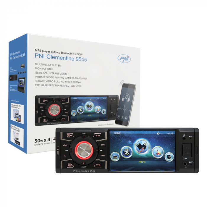 MP5 player auto PNI Clementine 9545 1DIN display 4 inch, 50Wx4, Bluetooth, radio FM, SD si USB, 2 RCA video IN/OUT [9]
