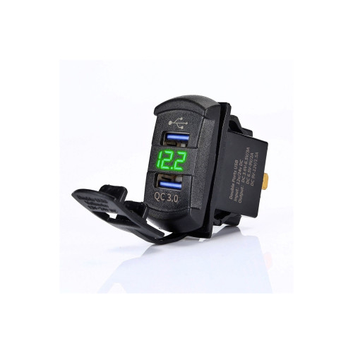 Mufa bord incarcator USB QC3.0 cu voltmetru 12-24V [2]