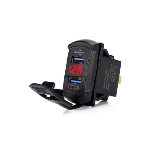 Mufa bord incarcator USB QC3.0 cu voltmetru 12-24V [1]