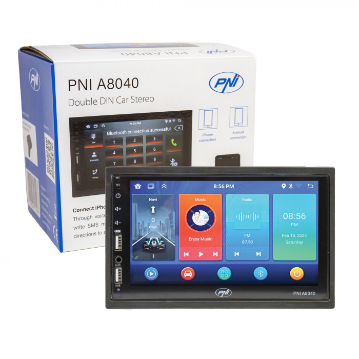Multimedia player auto PNI A8040 cu Android 13, 2GB DDR3/ROM 32GB, ecran 7 inch, CarPlay, Android Auto, 2 x USB, BT [1]