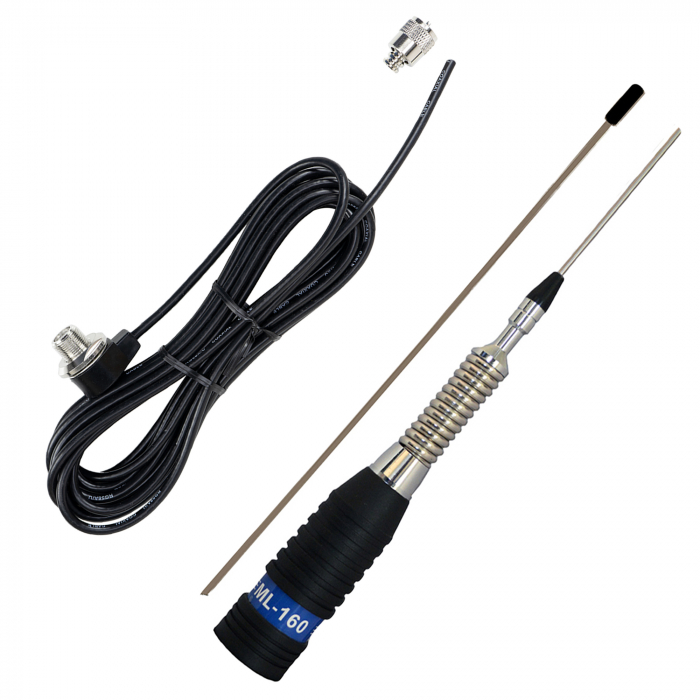 Pachet antena CB PNI ML160, 145 cm si cablu de legatura PNI T601 cu lungimea de 4 metri pentru montaj pe suport fix [1]