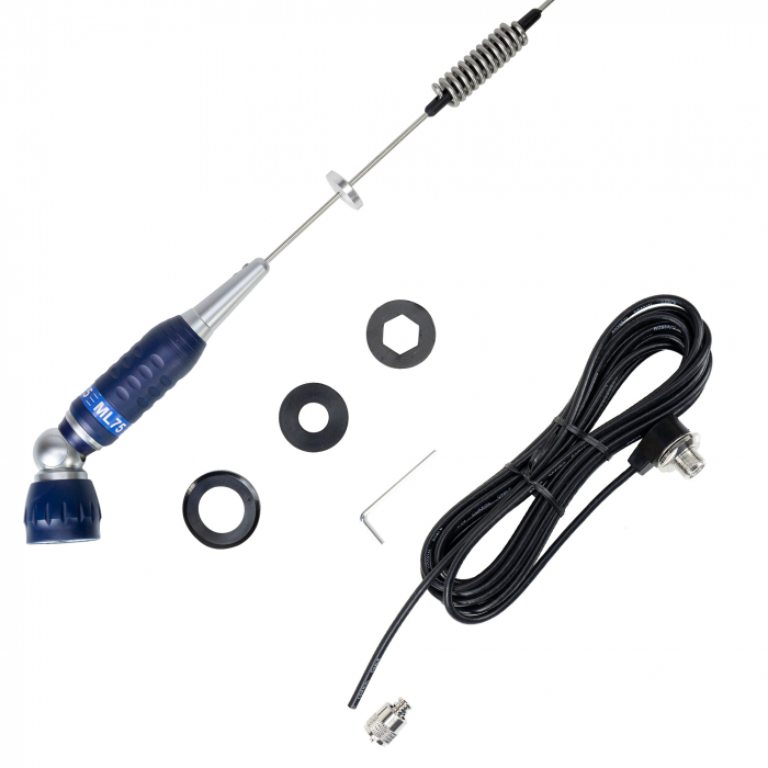Pachet Antena CB PNI ML75 si cablu montaj PNI T601, lungime 75cm, 26-28MHz, 300W, rabatabila, [1]