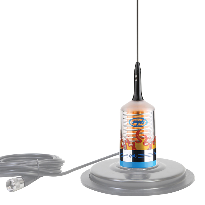 Pachet Antena CB PNI TRUCKER 9000 PL cu LED, lungime 140 cm, 26-28MHz, 1000W cu sticky Pad Blue inclus [4]