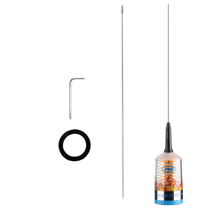 Pachet Antena CB PNI TRUCKER 9000 PL cu LED, lungime 140 cm, 26-28MHz, 1000W cu sticky Pad Drapel inclus [5]