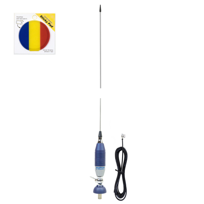 Pachet Antena CB Sirio SUPER 9 cu fluture, lungime 155 cm si Sticky Pad Drapel inclus [13]
