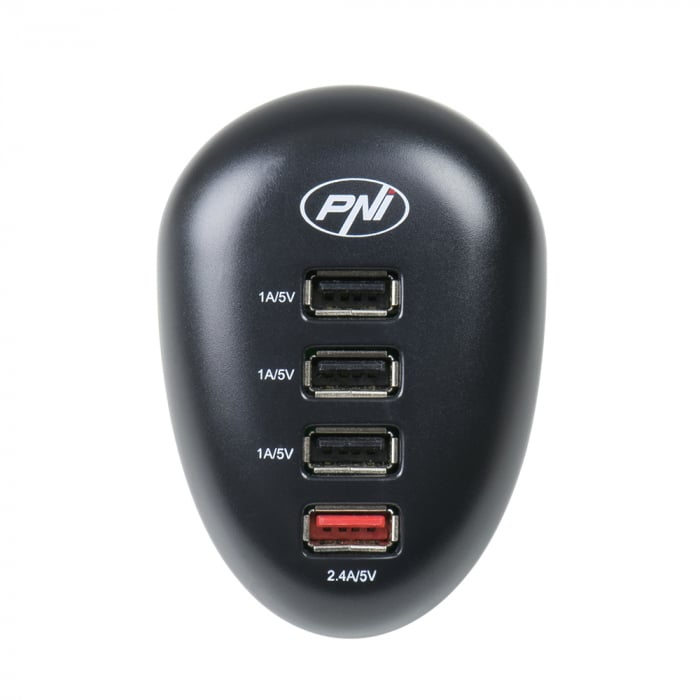 Pachet lanterna PNI Adventure F10 6W, 500lm, raza pana la 200m, focus si incarcator USB PNI HC41, 4 porturi USB [2]