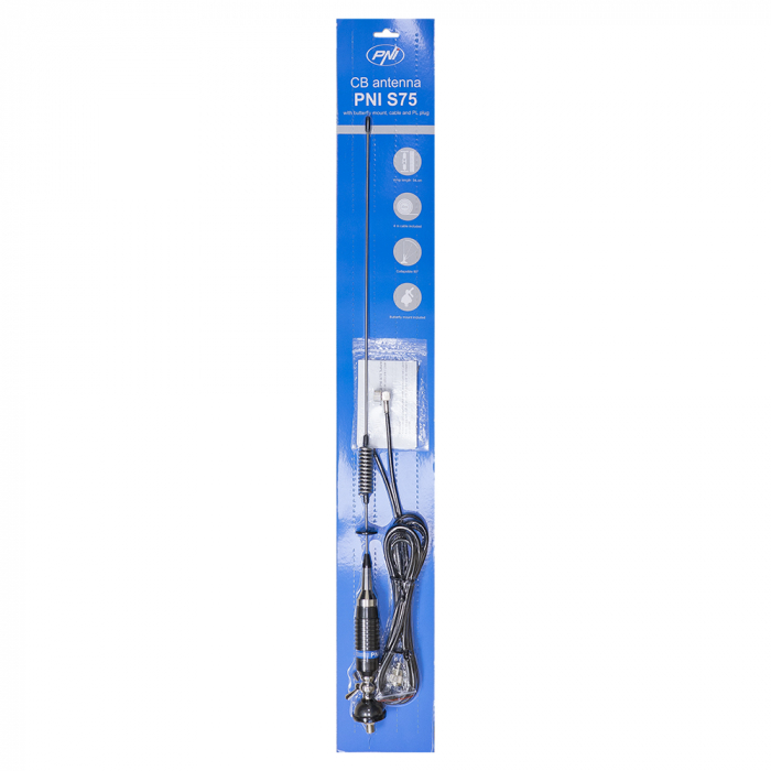 Pachet Statie radio CB PNI ESCORT HP 6500 ASQ, RF Gain, 4W, 12V + Antena CB PNI S75 cu cablu si montura fixa 7-9KM [7]