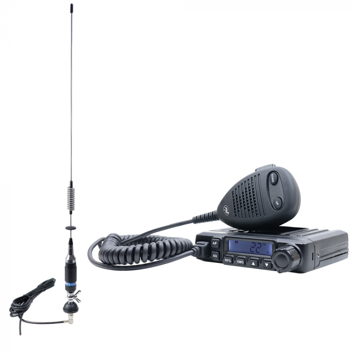 Pachet Statie radio CB PNI ESCORT HP 6500 ASQ, RF Gain, 4W, 12V + Antena CB PNI S75 cu cablu si montura fixa 7-9KM [1]