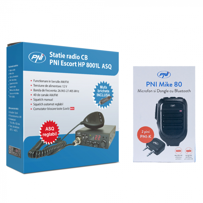 Pachet Statie radio CB PNI Escort HP 8001L ASQ + Microfon si Dongle cu Bluetooth PNI Mike 80 [9]