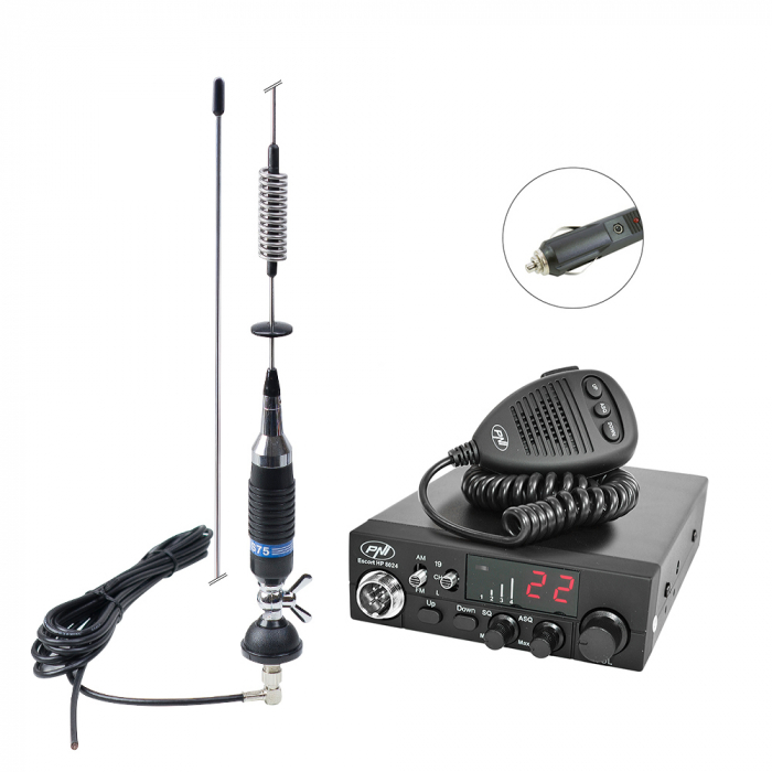 Pachet statie radio CB PNI ESCORT HP 8024, 12V-24V ASQ + Antena CB PNI S75 cu cablu si montura fixa [6]