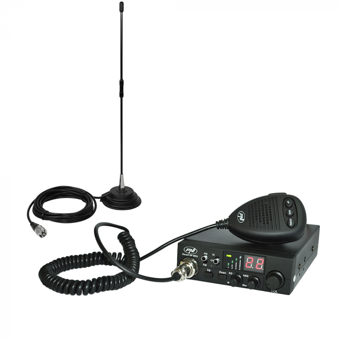 Pachet Statie radio CB PNI ESCORT HP 8024 ASQ, 4W, AM-FM, 12/24V + Antena CB PNI Extra 40 cu magnet 5-7KM [1]