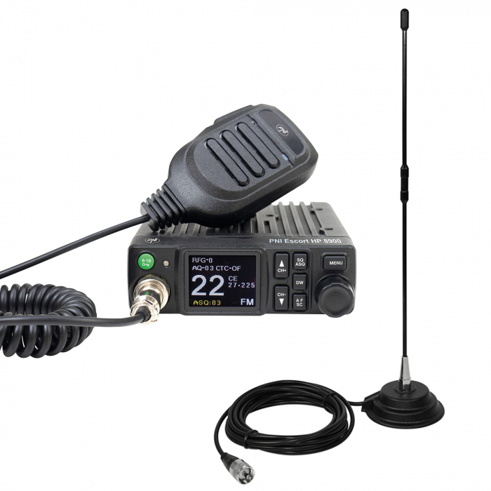 Pachet Statie radio CB PNI Escort HP 8900 ASQ, 12-24V + Antena CB PNI Extra 40 cu baza magnetica [1]