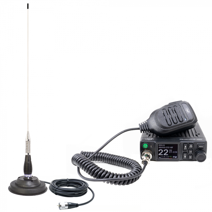 Pachet Statie radio CB PNI Escort HP 8900 ASQ, 12-24V + Antena CB PNI ML100 cu baza magnetica, alimentare 12V/24V, RF Gain, Roger Beep, CTCSS-DCS, Dual Watch [8]