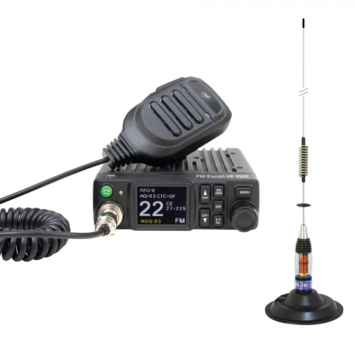 Pachet Statie radio CB PNI Escort HP 8900 ASQ, 12-24V + Antena CB PNI ML70, 70 cm cu baza magnetica 145 mm inclusa [7]