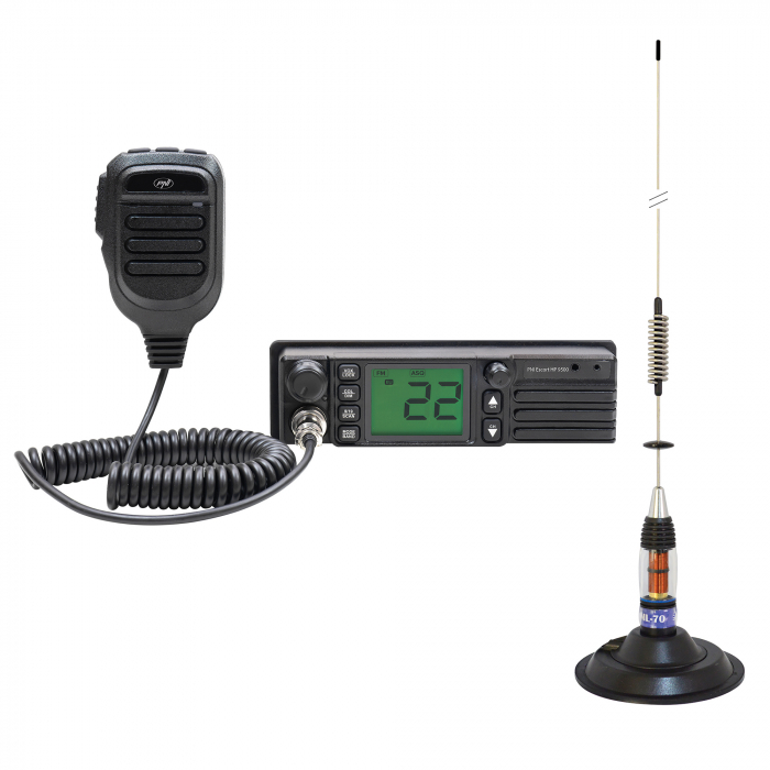 Pachet Statie radio CB PNI Escort HP 9500, ASQ, 12-24V + Antena CB PNI ML70, 70 cm cu baza magnetica 145 mm inclusa [9]