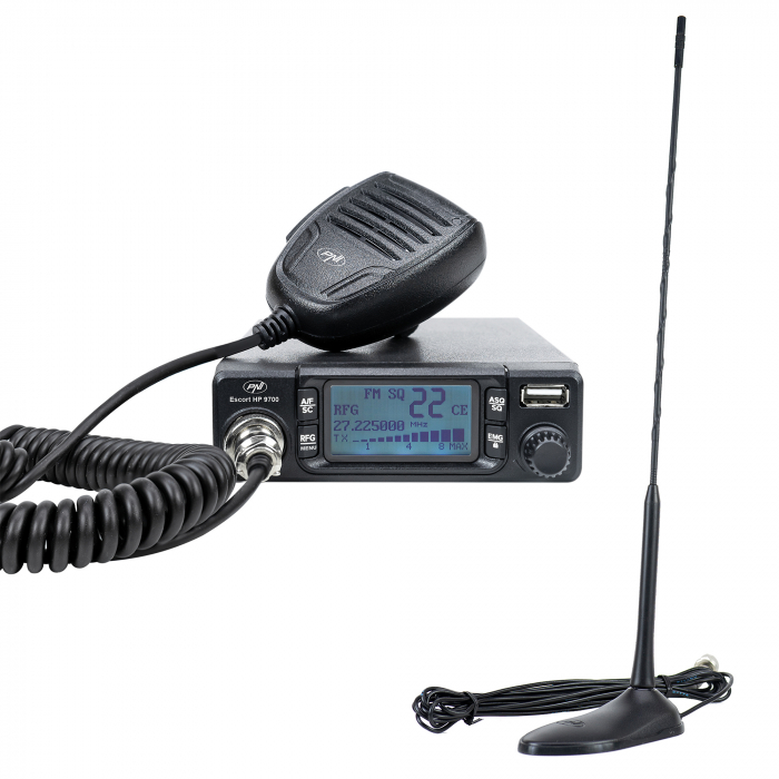 Pachet Statie radio CB PNI Escort HP 9700 USB si Antena CB PNI Extra 45 cu baza magnetica [1]